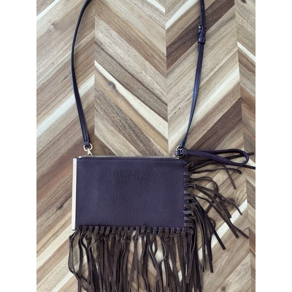 Free People Handbags - Free People Fringe Leather Wristlet Crossbody Bag‎ Purple Western Boho